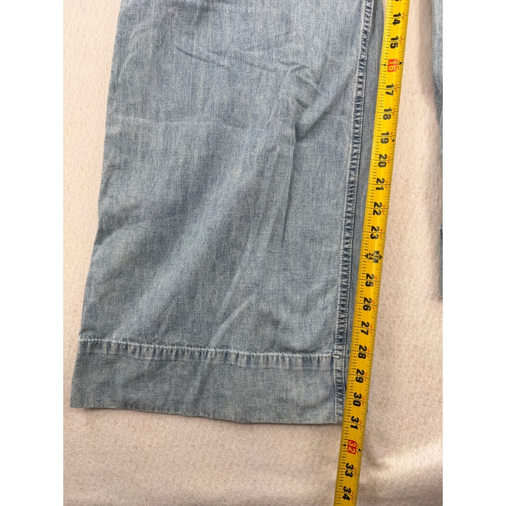 We The Free Breezy Pull On Pants Blue Denim Elastic Waist Boho Resort Women Med - Picture 7 of 11